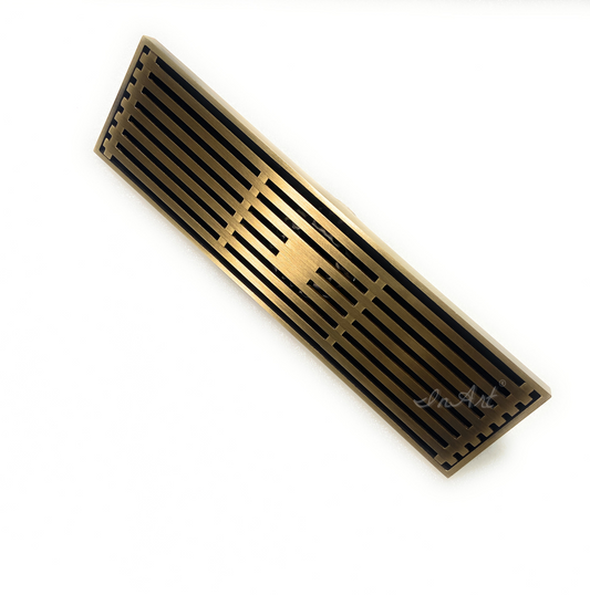 InArt Brass Antique Finish Floor Bathroom Water Drainer Bathroom Drain Grating with Anti-Foul Cockroach Trap 12 x 3 Inch Antique Color - InArt-Studio