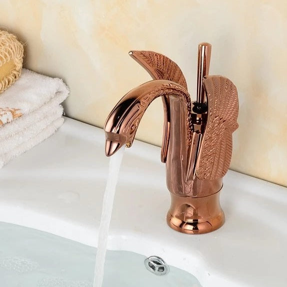 duck shape basin mixer tap in rosegold color
