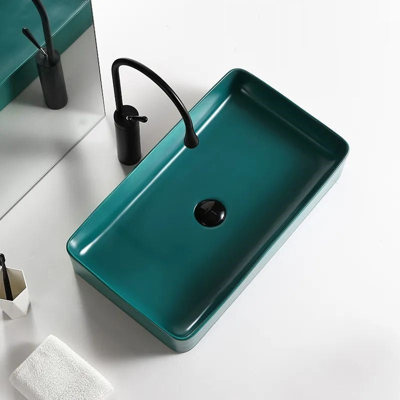 InArt Ceramic Counter or Table Top Wash Basin Matt Green 60 x 34 CM DW