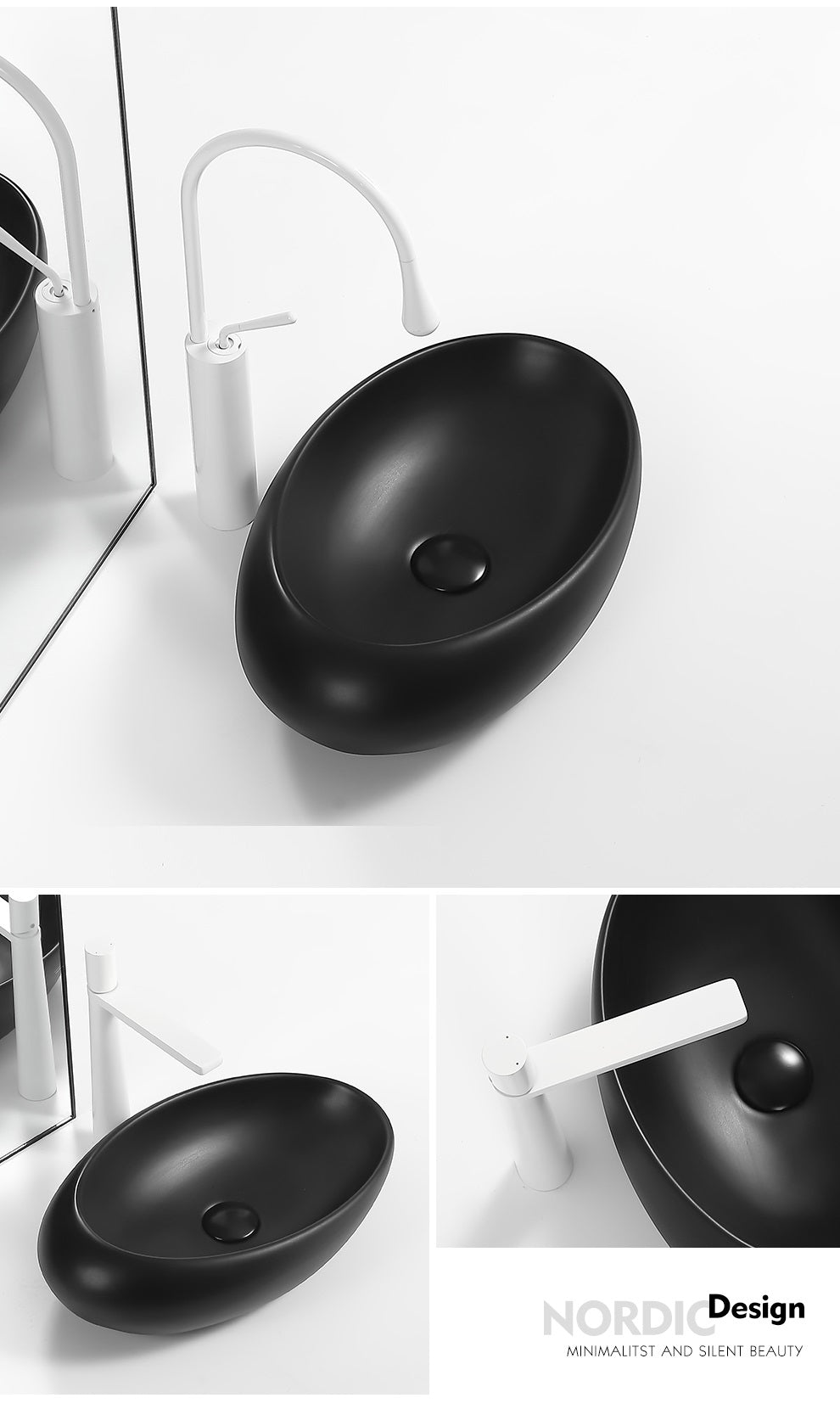 InArt Table Top Wash Basin Design 49 x 31 CM Black Matt - InArt-Studio
