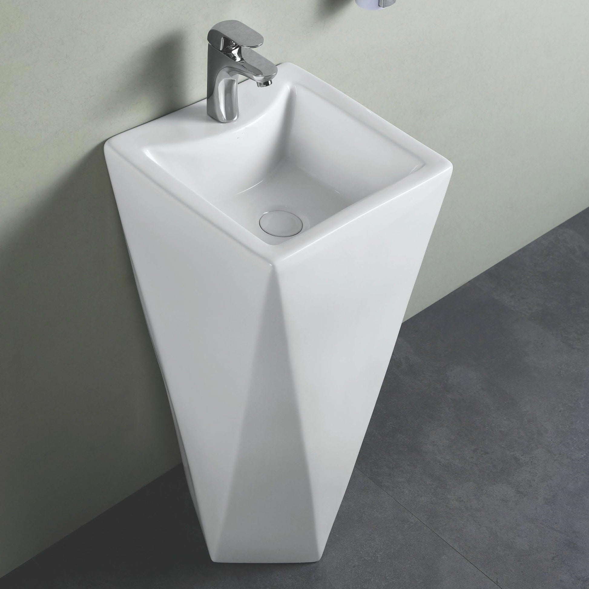InArt Ceramic Pedestal Free Standing Square Wash Basin White 48x48 CM ...