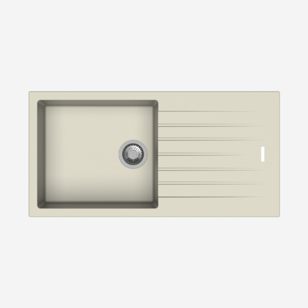 Carysil Granite Quartz Kitchen Sink - Single Bowl With Drainboard Tip Toe D100L 40" x 20" Inch - InArt-Studio