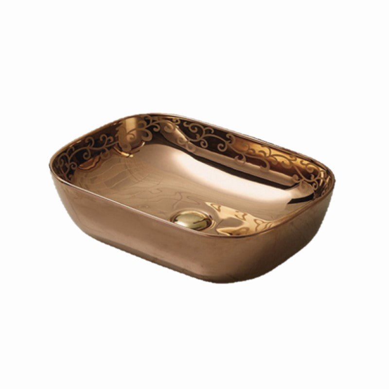 over the counter wash basin rose gold