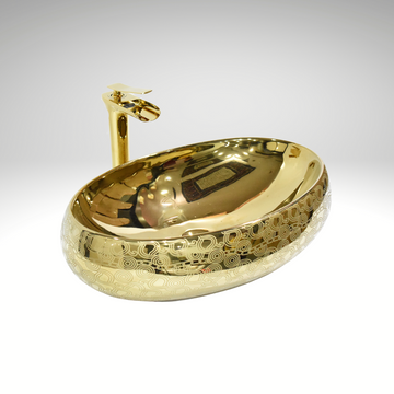 InArt Ceramic Counter or Table Top Wash Basin Gold 60x40 CM - InArt-Studio