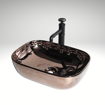 Ceramic Counter Top Wash Basin in Rose Gold Color