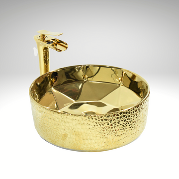 InArt Ceramic Counter or Table Top Wash Basin Gold 40x40 CM - InArt-Studio