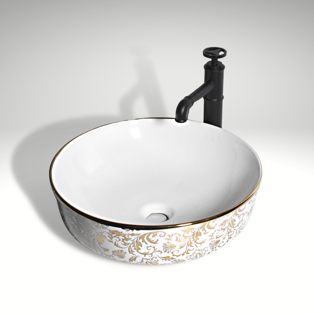 gold color table top wash basin in 14x14 inch