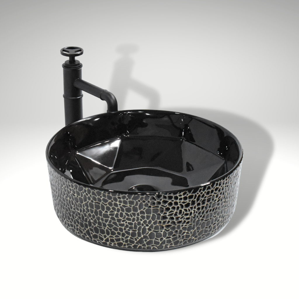 counter top wash basin in black color 16x16 inch table top by inart