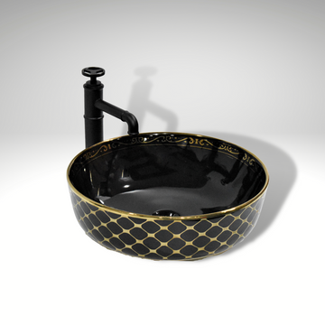 counter top wash basin in black gold color 14x14 inch