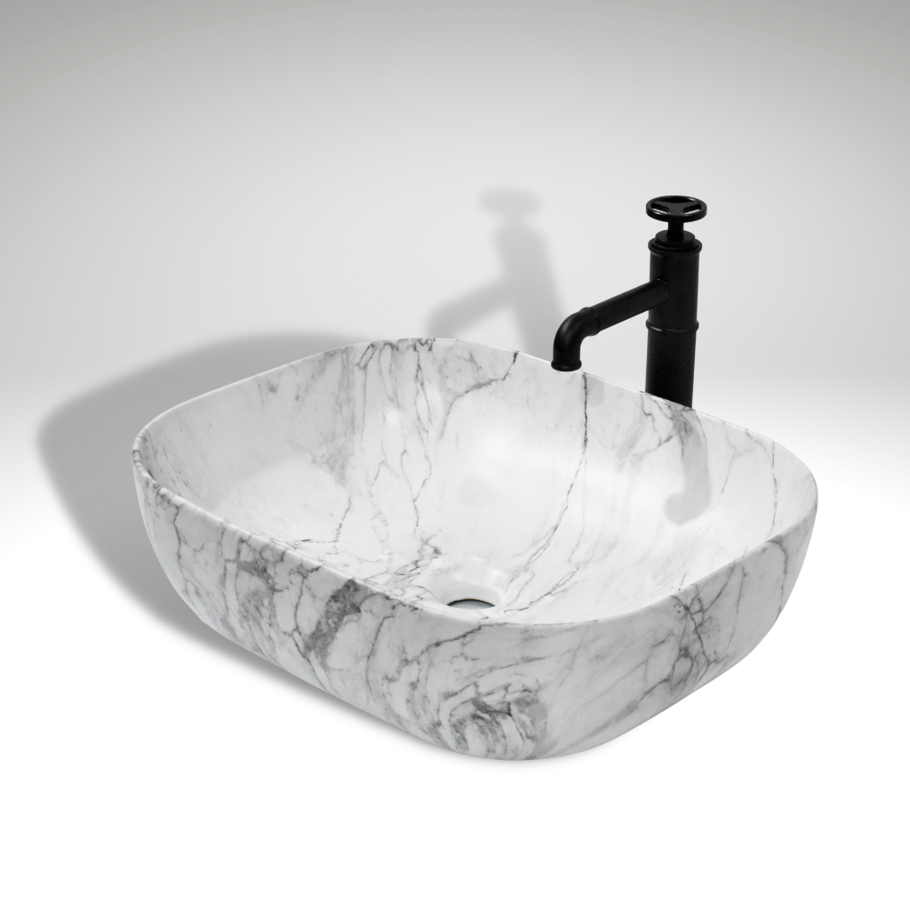 counter top wash basin in grey color by inart marble pattern