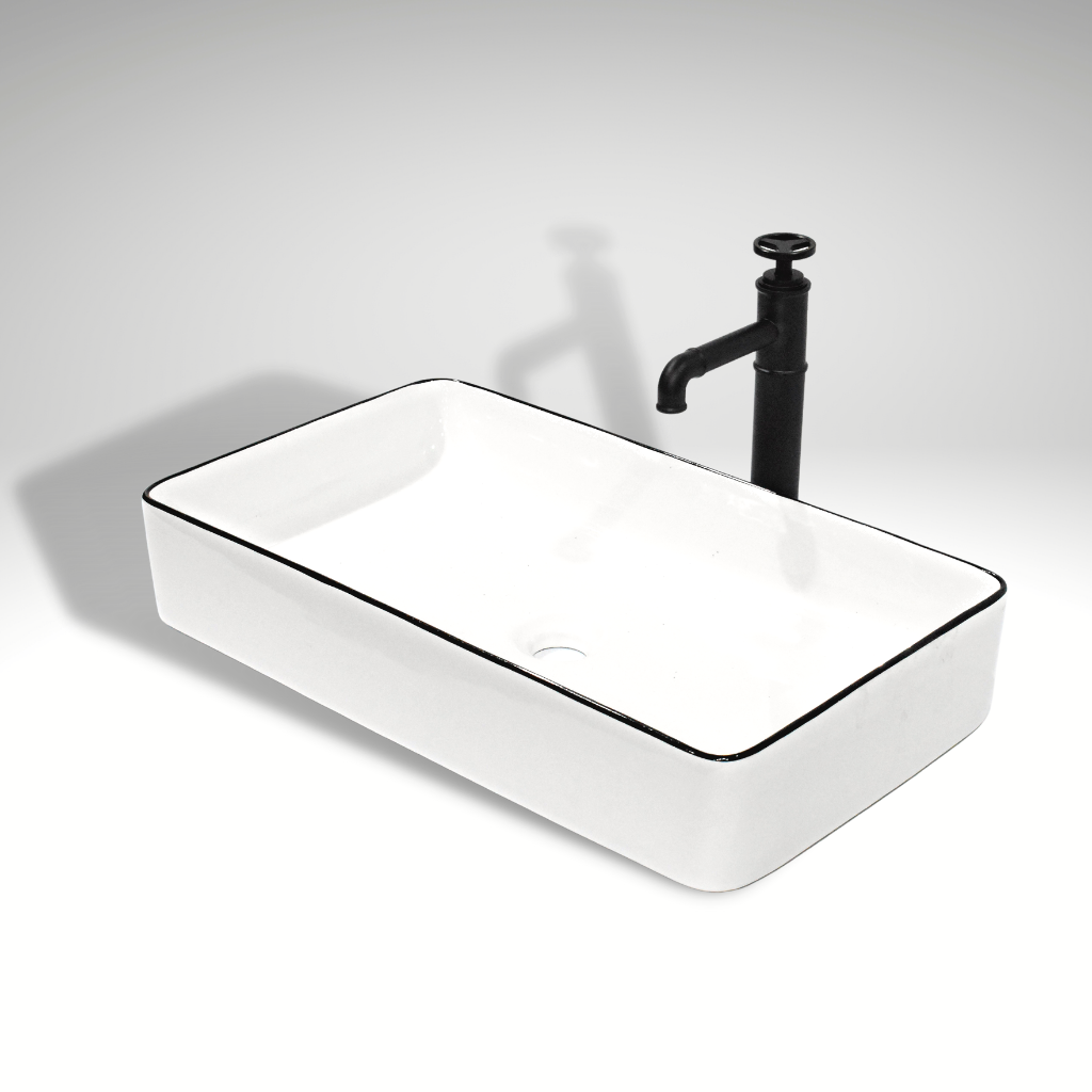 table top wash basin in black white color 24 inch