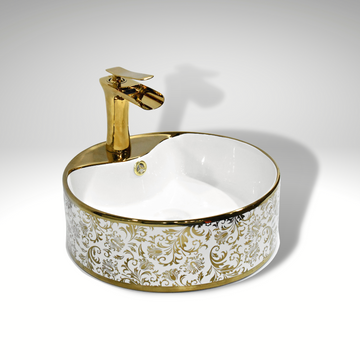counter top wash basin in gold color