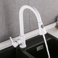InArt Brass Single Lever Kitchen Sink Mixer 360° Rotatable Kitchen Sink Tap Pull Out Kitchen Faucet White Color - InArt-Studio