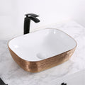 rose gold ceramic table top wash basin in rectangle shape