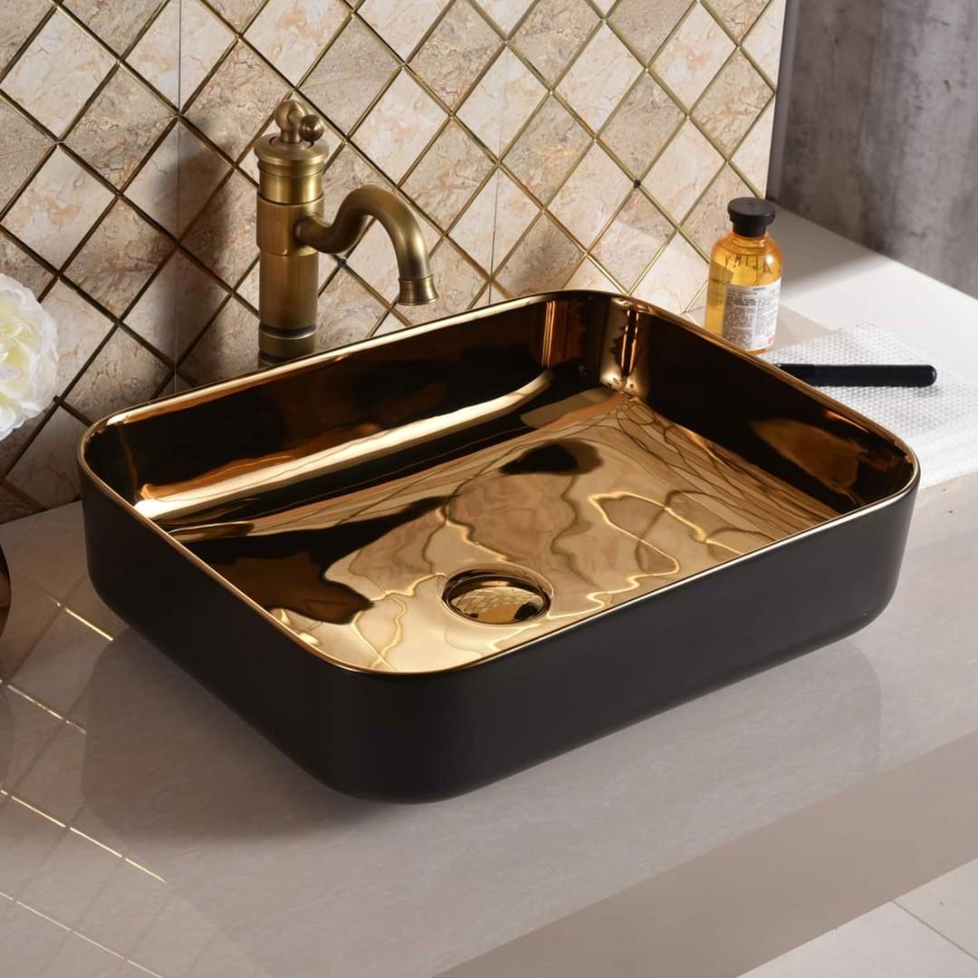 InArt Table Top Wash Basin Design 50 x 40 CM Black Rose Gold Color - InArt-Studio