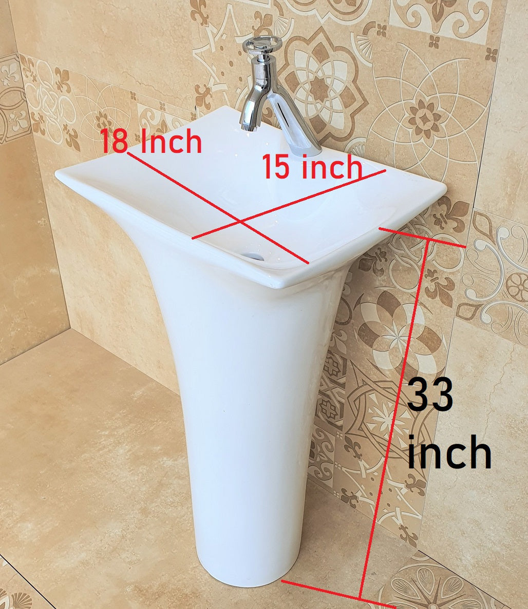 inart ceramic freestanding pedestal wash basin