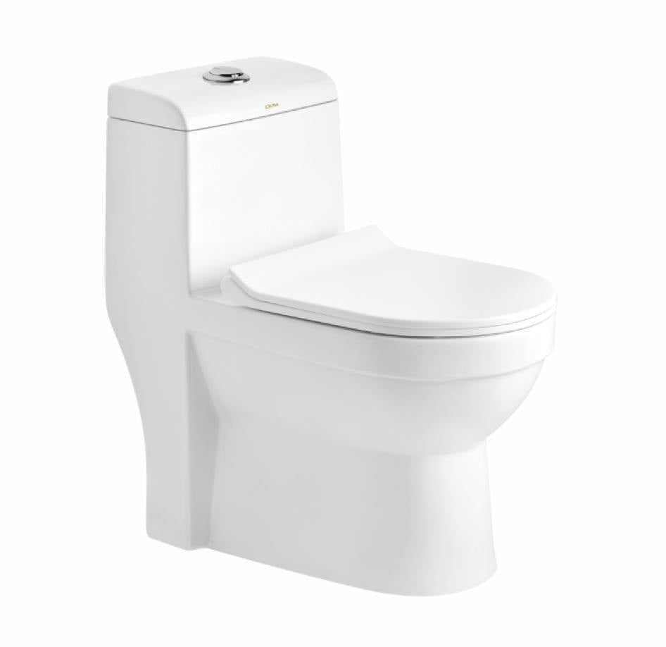 InArt Western Floor Mounted One Piece Water Closet European Ceramic Western Toilet Commode S-Trap Oval White - InArt-Studio